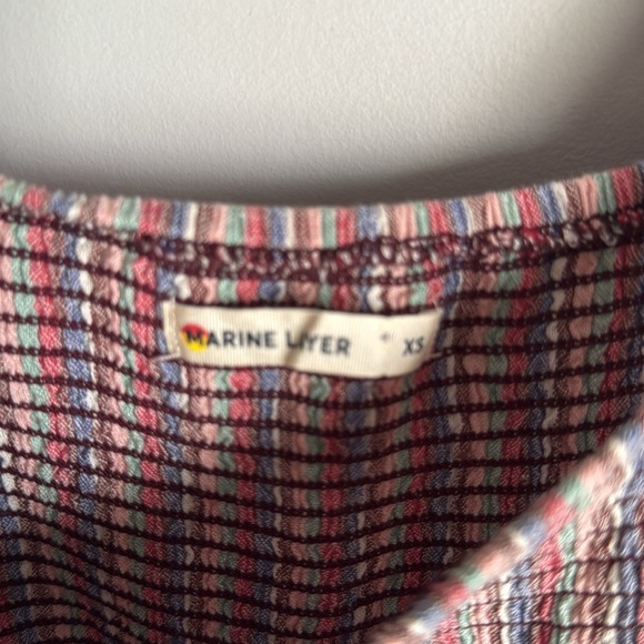 Marine Layer Ivy Smocked Linen Blend Striped Maxi Dress in Brick XS - Picture 8 of 14